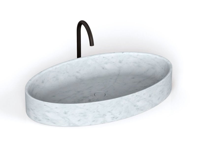 Entity Ovale contemporary Italian basin sink with white Carrara marble